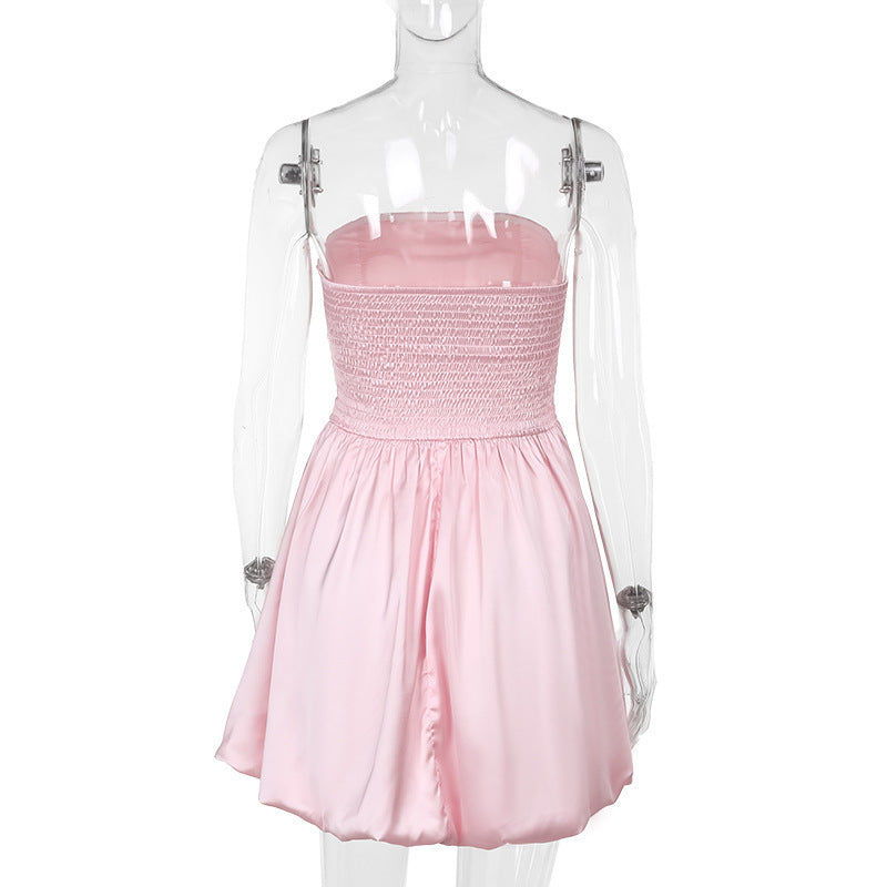 Summer Sexy off-Shoulder Tube Top A Swing Mini Dress Women