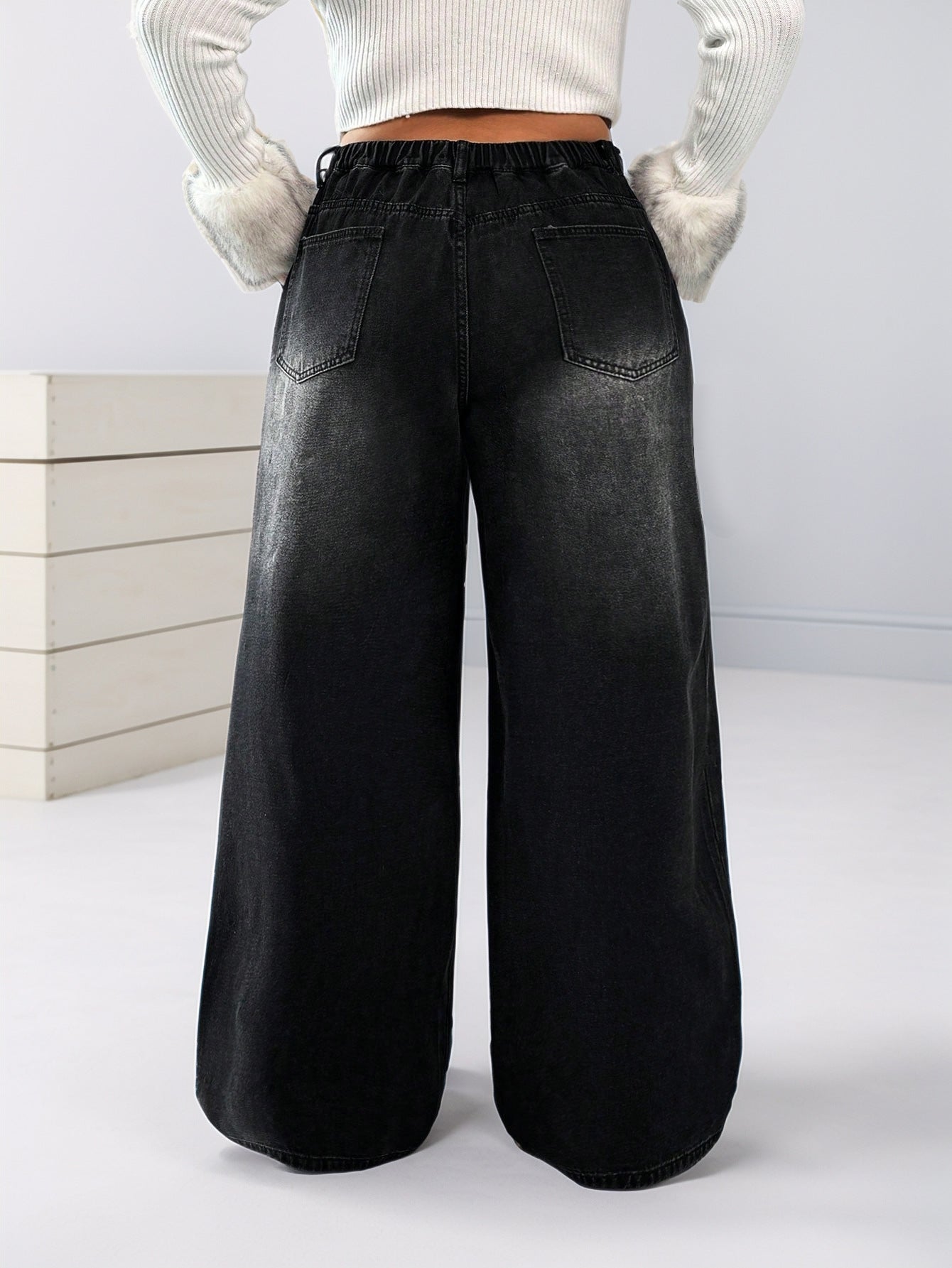 Starry Sky Loose Comfortable Women Casual All Matching Straight Pants Blingbling Popular Rhinestone Jeans