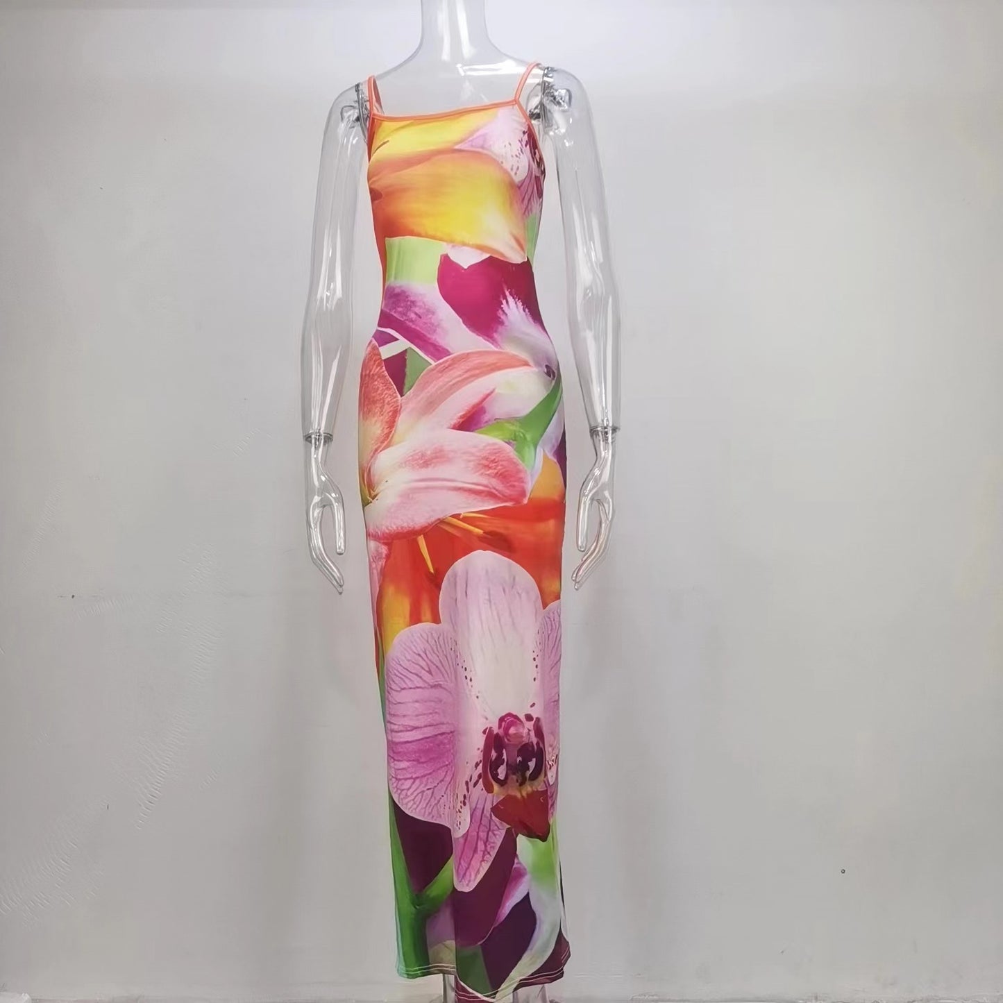 Women Clothing Summer Sexy Socialite Backless Slit Sling Dress Women