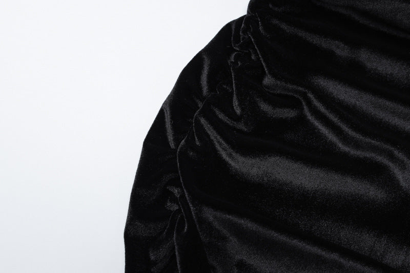 Women Clothing Winter Sexy Slit Slim Pleated Tube Top Dress