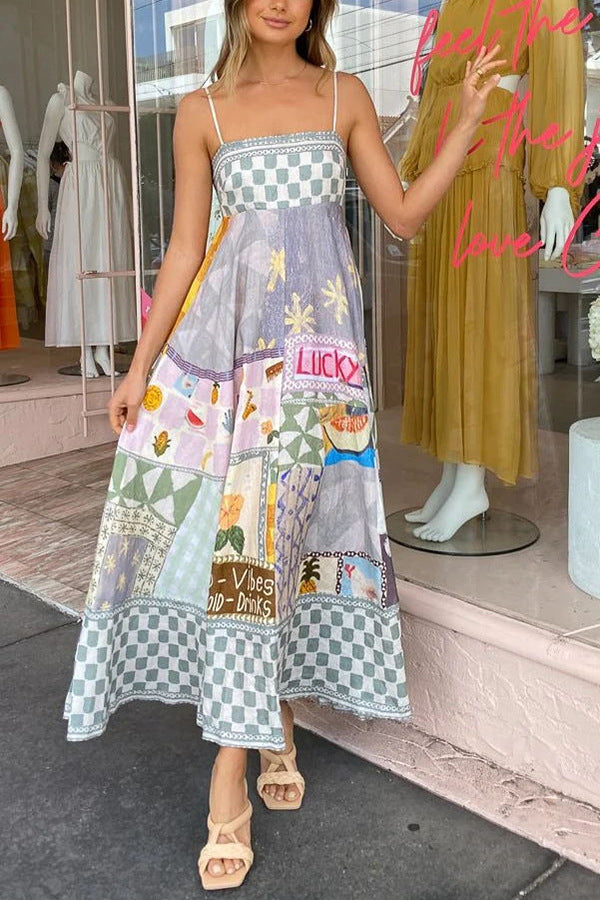 Summer Sexy Printed Large Swing Strap Dress for Women Amplified craft