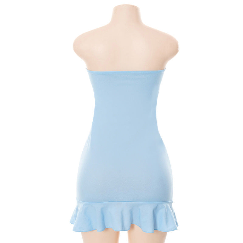 Summer Solid Color Pullover Sleeveless off-Shoulder High Waist Sheath Women Clothing Dress