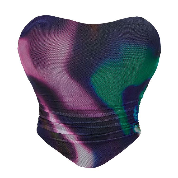Colorful Breathable Mesh Elastic Tube Top Chest Support Sexy Top