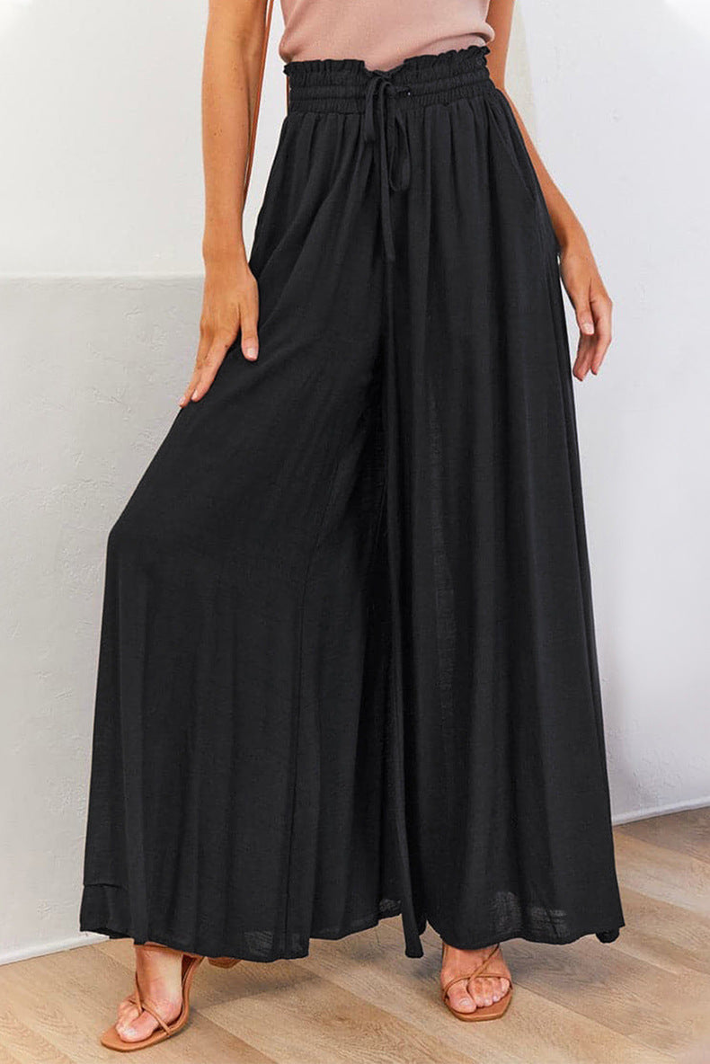 Summer Tied High Waist Wide Leg Pants Women Loose Casual Pants