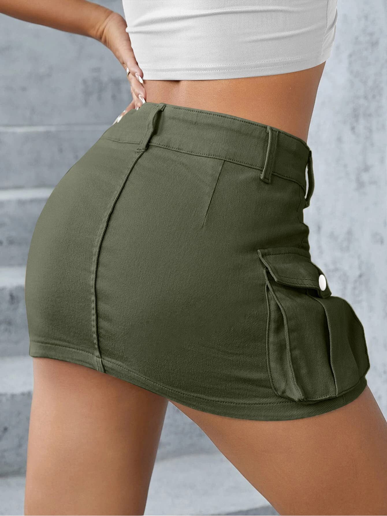 Autumn Street Solid Color Low Waist Slim Fit Package Hip Skirt Women