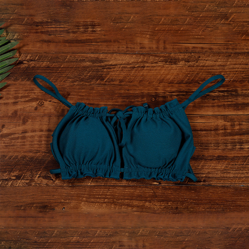 Bikini Solid Color Backless Sexy Swimsuit New Hollow Out Cutout Beach Vacation Women Swimsuit