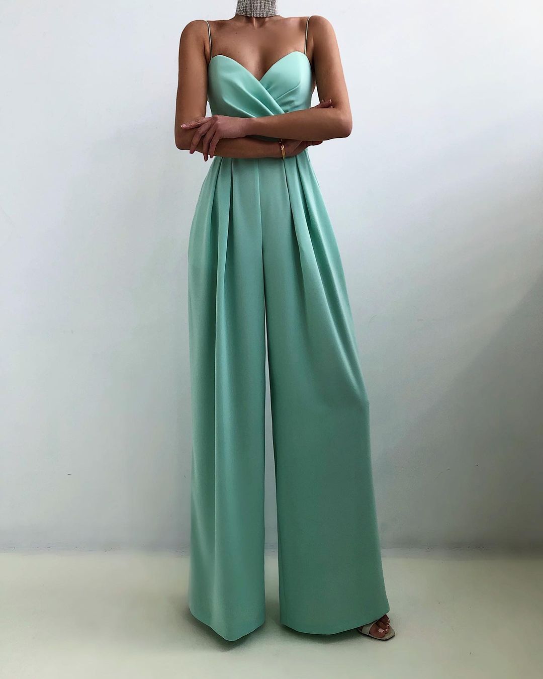 Sling Waist Straight Mop Floor Minimalist Jumpsuit Spring Summer