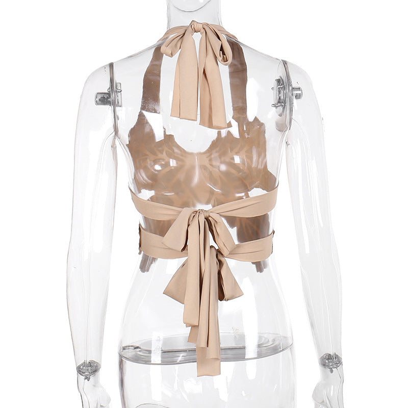 Butterfly Puff Print Camisole Winter V Neck Bare Cropped Slim Fit Top