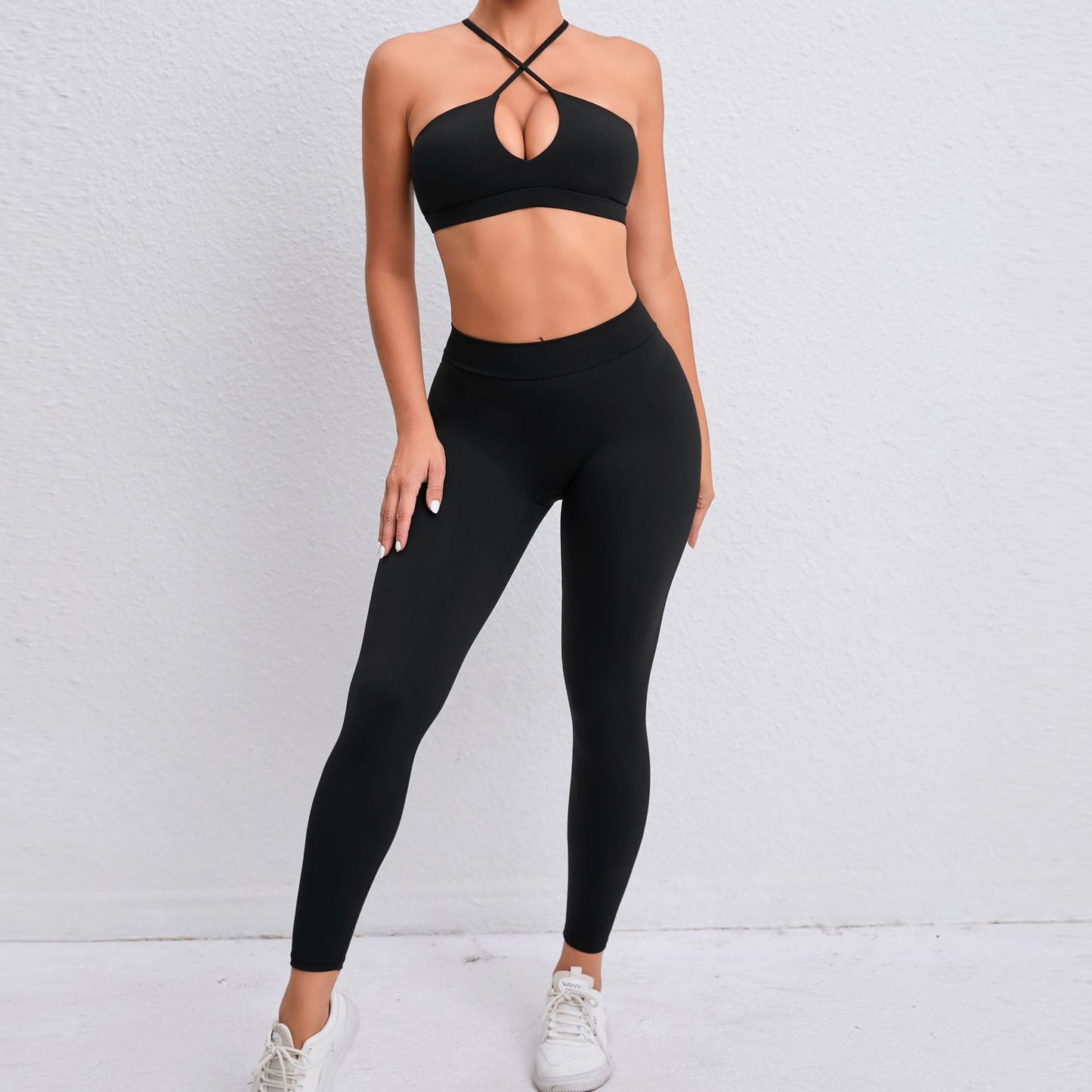 Nude Feel Yoga Clothes Cross Beauty Back Exercise Body Hugging Suit Running Breathable Quick Drying Fitness Two Piece Set