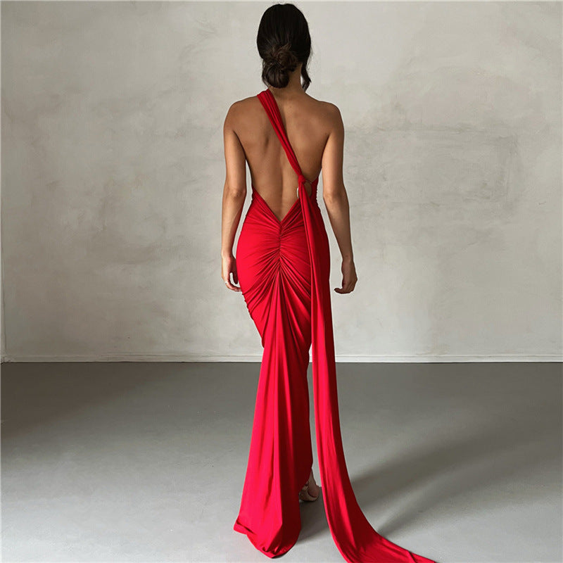 Summer Women Clothing Sexy Backless Halter Sheath Slim Fit Evening Dress Dress for Women