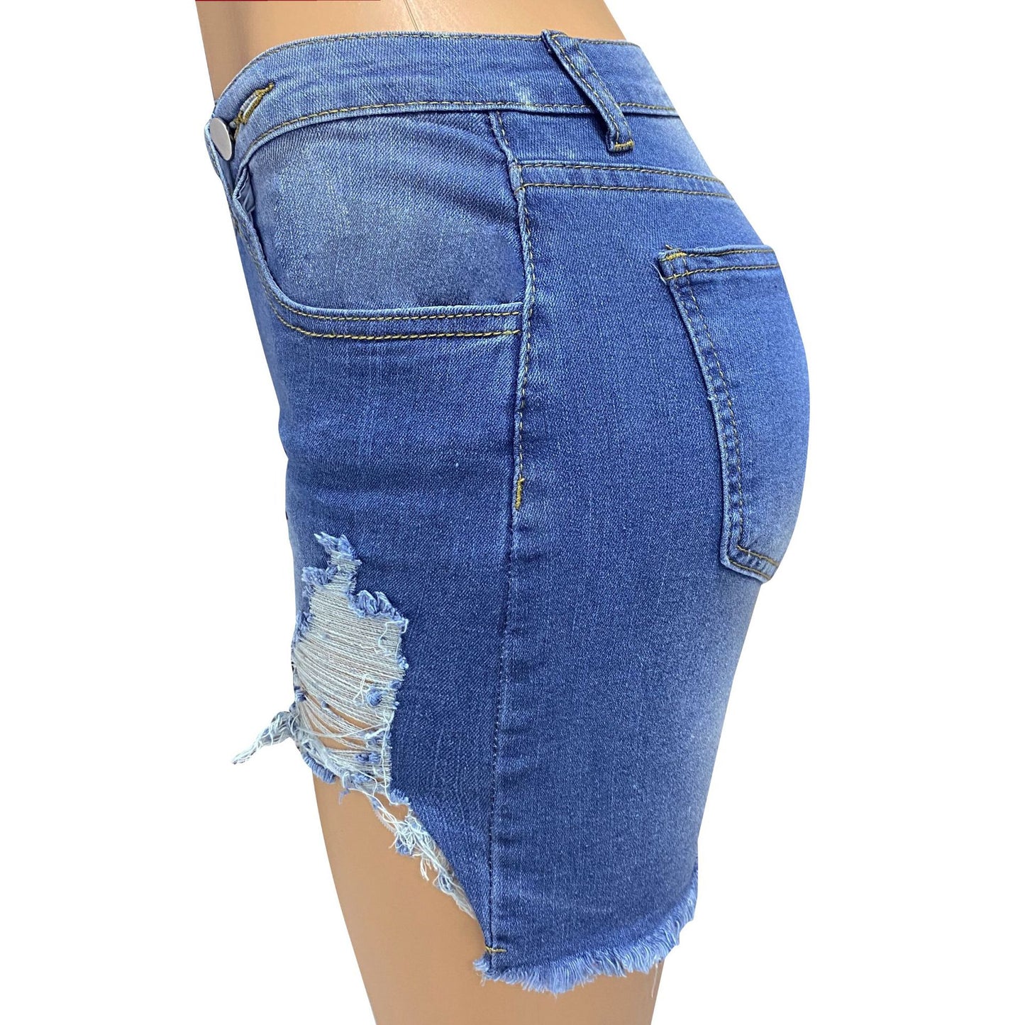 Spring Summer High Waist Sexy Raw Edge Denim Shorts Women Slim Fit Slimming
