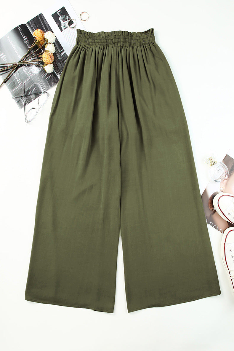 Summer Tied High Waist Wide Leg Pants Women Loose Casual Pants