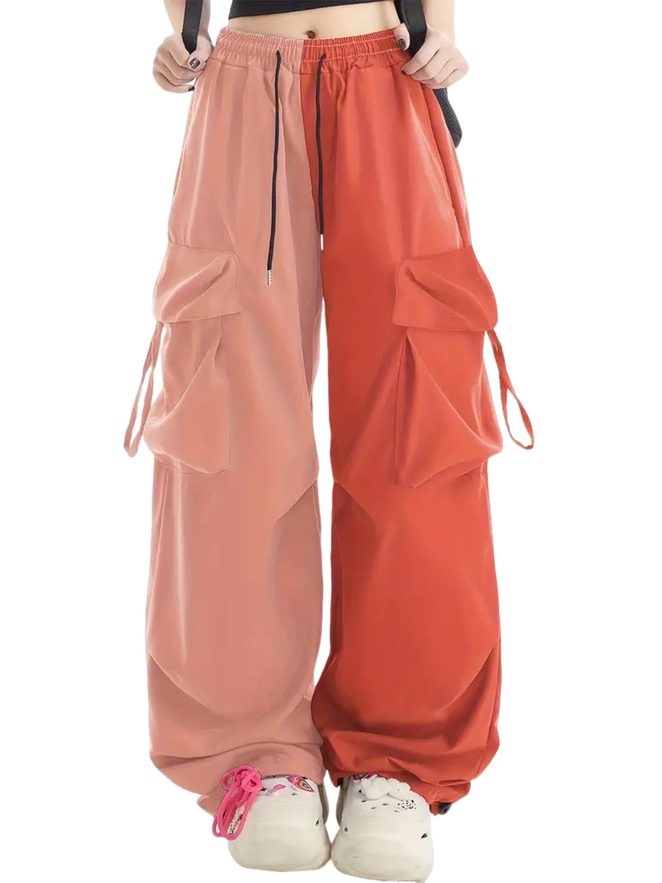Retro Overalls Women Summer High Waist Straight Wide Leg Pants Loose Design Casual Mopping Trousers