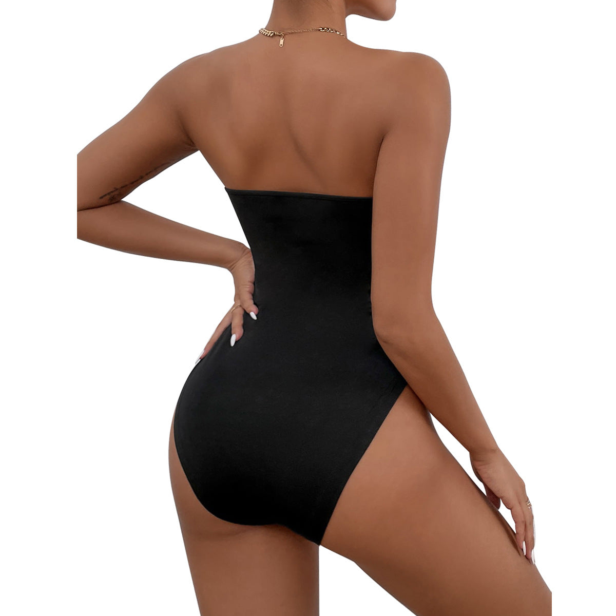 Women Patchwork Bodysuit Three-Dimensional Slim Fit Bodysuit Basic Strapless Tube Top Bodysuit Women