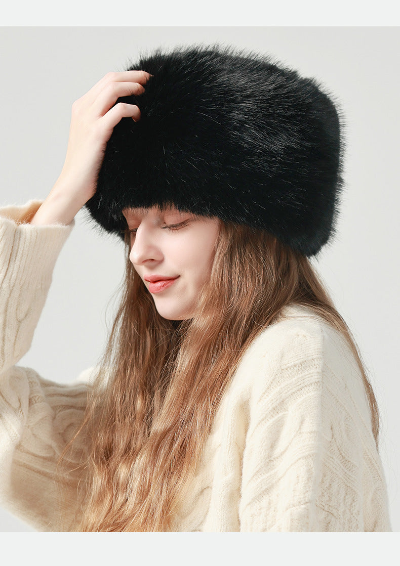 Hat Women Autumn Winter Cotton Padded Cap Warm Face Showing Little Wild Ear Protection t Bucket Plush Bucket Hat