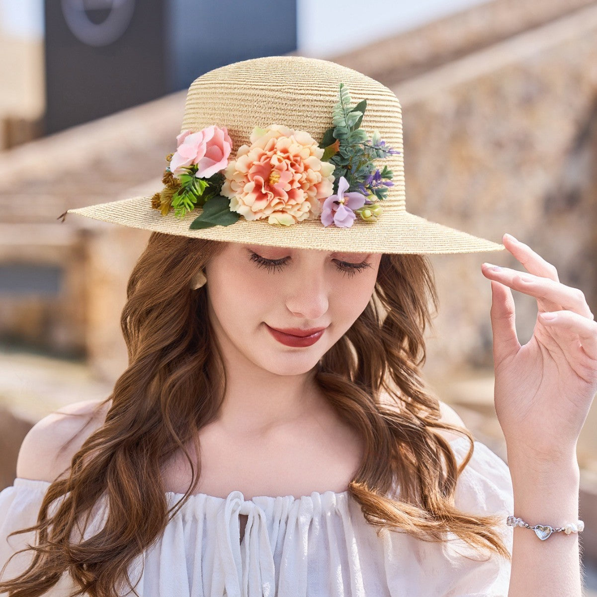 Summer Fisherman Hat Women French Woven Floral Hat Vacation Sun Hat Sun Hat