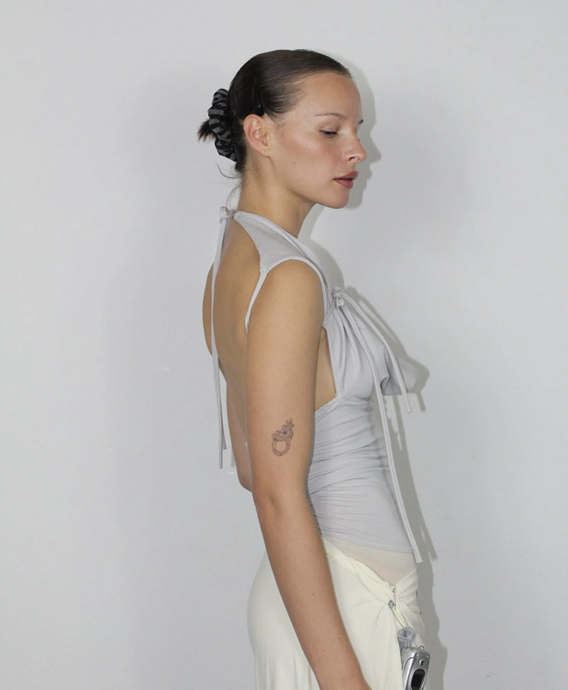 Spring Summer Bandage Multiple Bandage Dress Wear Match Method Skinny T shirt