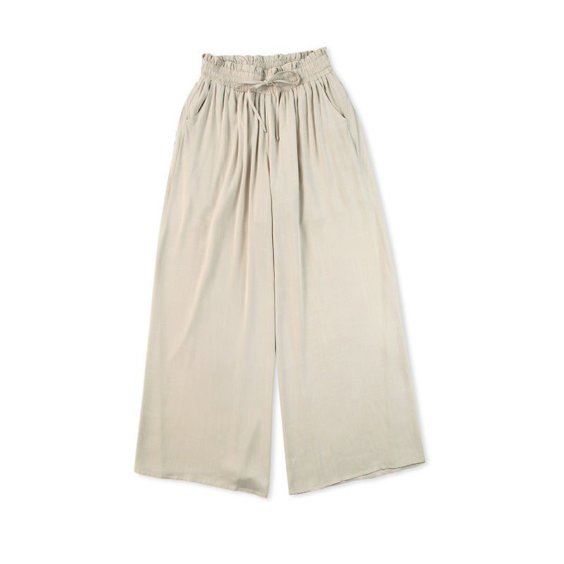 Summer Tied High Waist Wide Leg Pants Women Loose Casual Pants