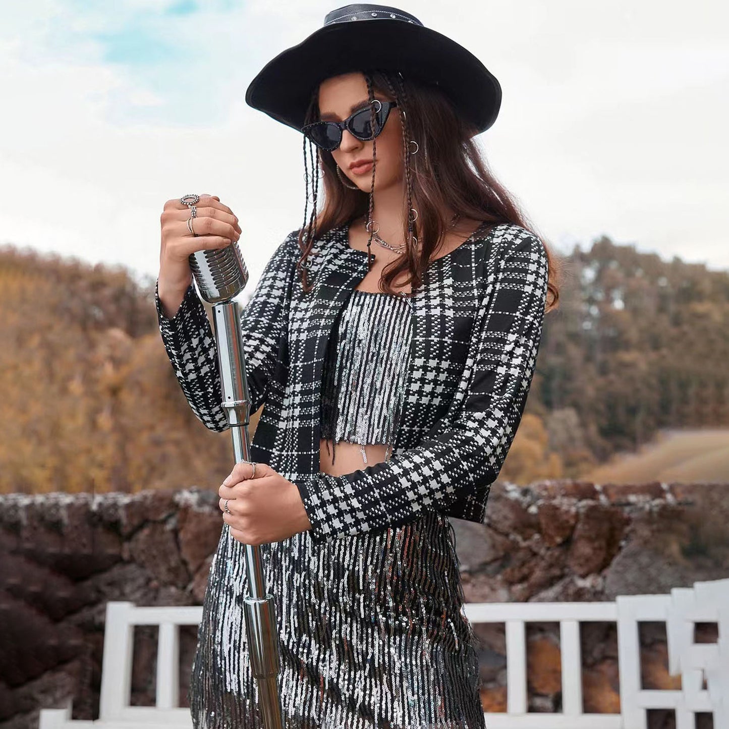 Self Developed Designed Spring Autumn Casual Lattice Knitwear Long Sleeve Short Coat