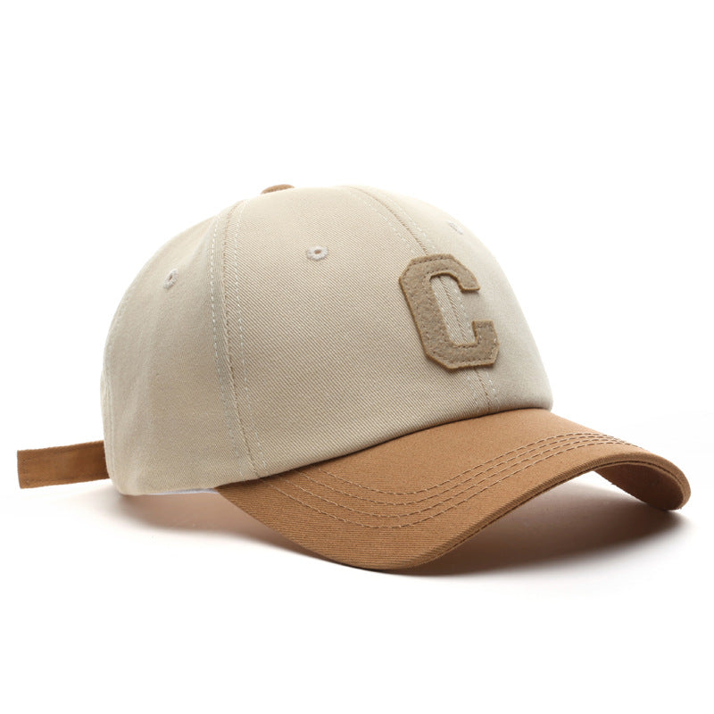 Stylish Retro Minimalism Letter Graphic Patch Stitching Baseball Cap Outdoor Travel Sun Protection Sunshade Couple Peaked Cap