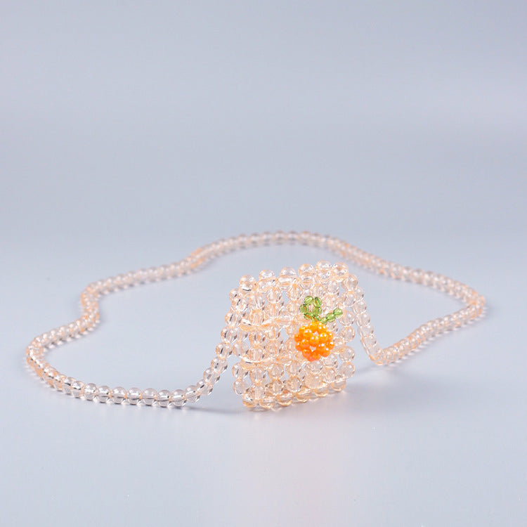 Mini Headset Shoulder Crossbody Small Square Bag Beaded Acrylic Special Interest All Match Bag