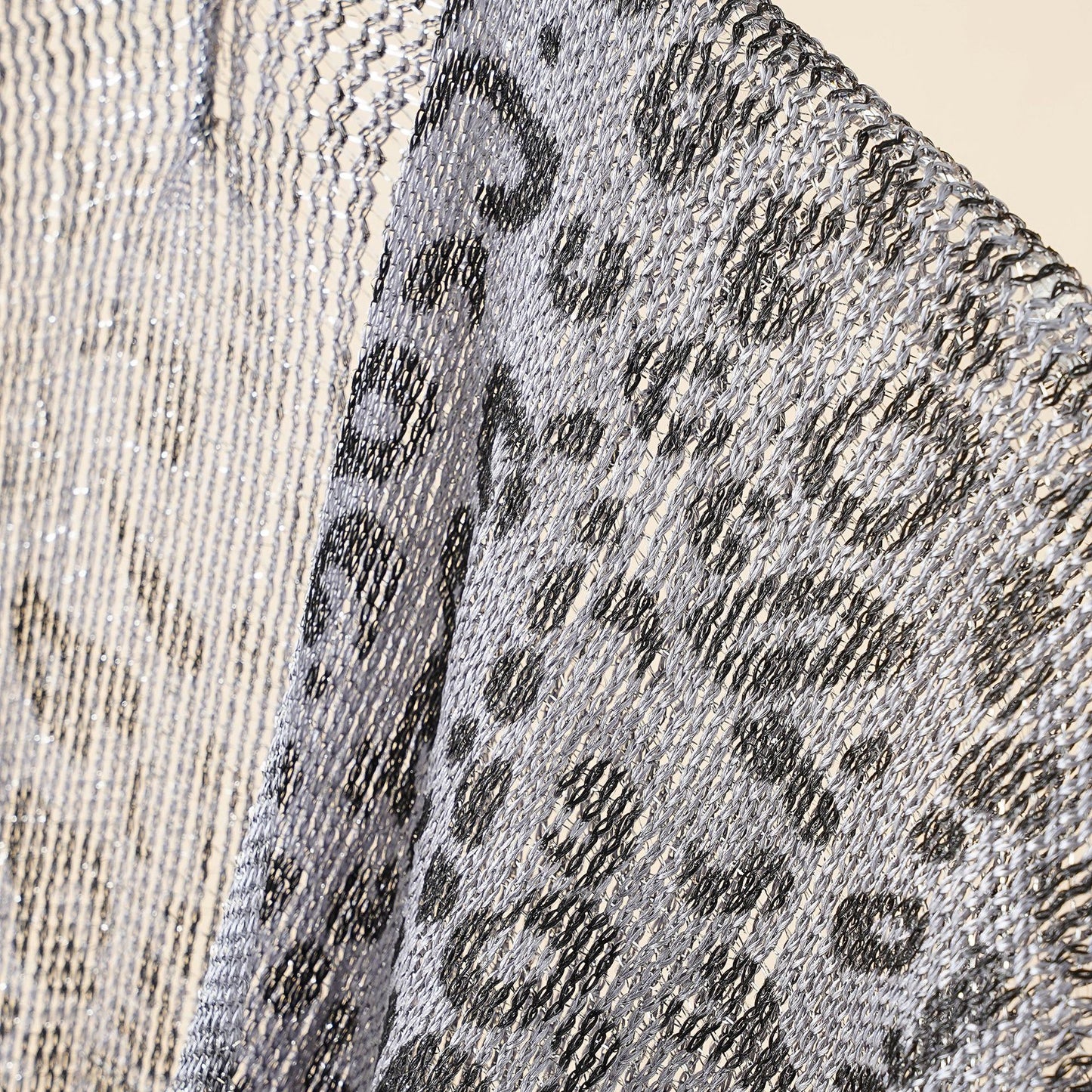 Summer Leopard Print Gold Silk Hollow Out Cutout Tassel Shawl Beach Sun Protection Sun Proof Cardigan Coat
