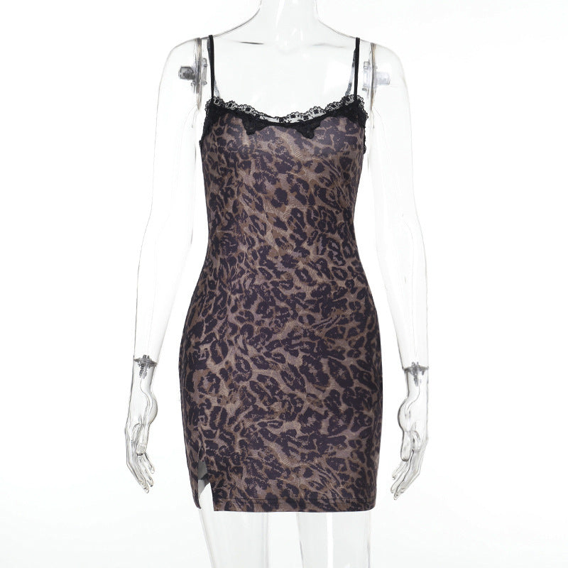 Women Sexy Split Suspender Waist Sheath ulation Dress