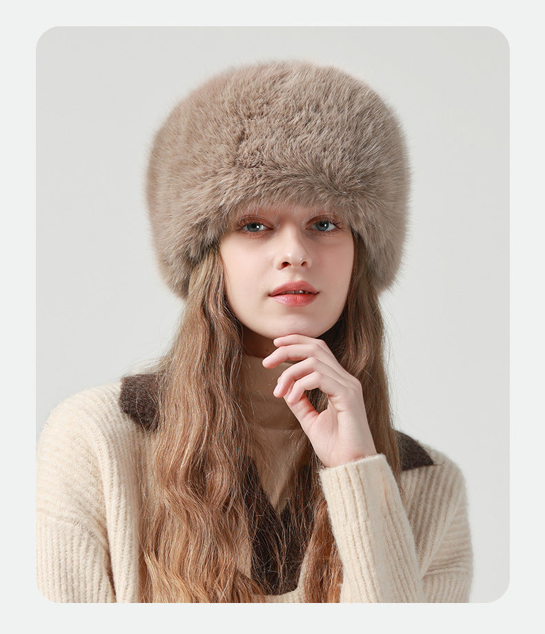 Hat Women Autumn Winter Cotton Padded Cap Warm Face Showing Little Wild Ear Protection t Bucket Plush Bucket Hat