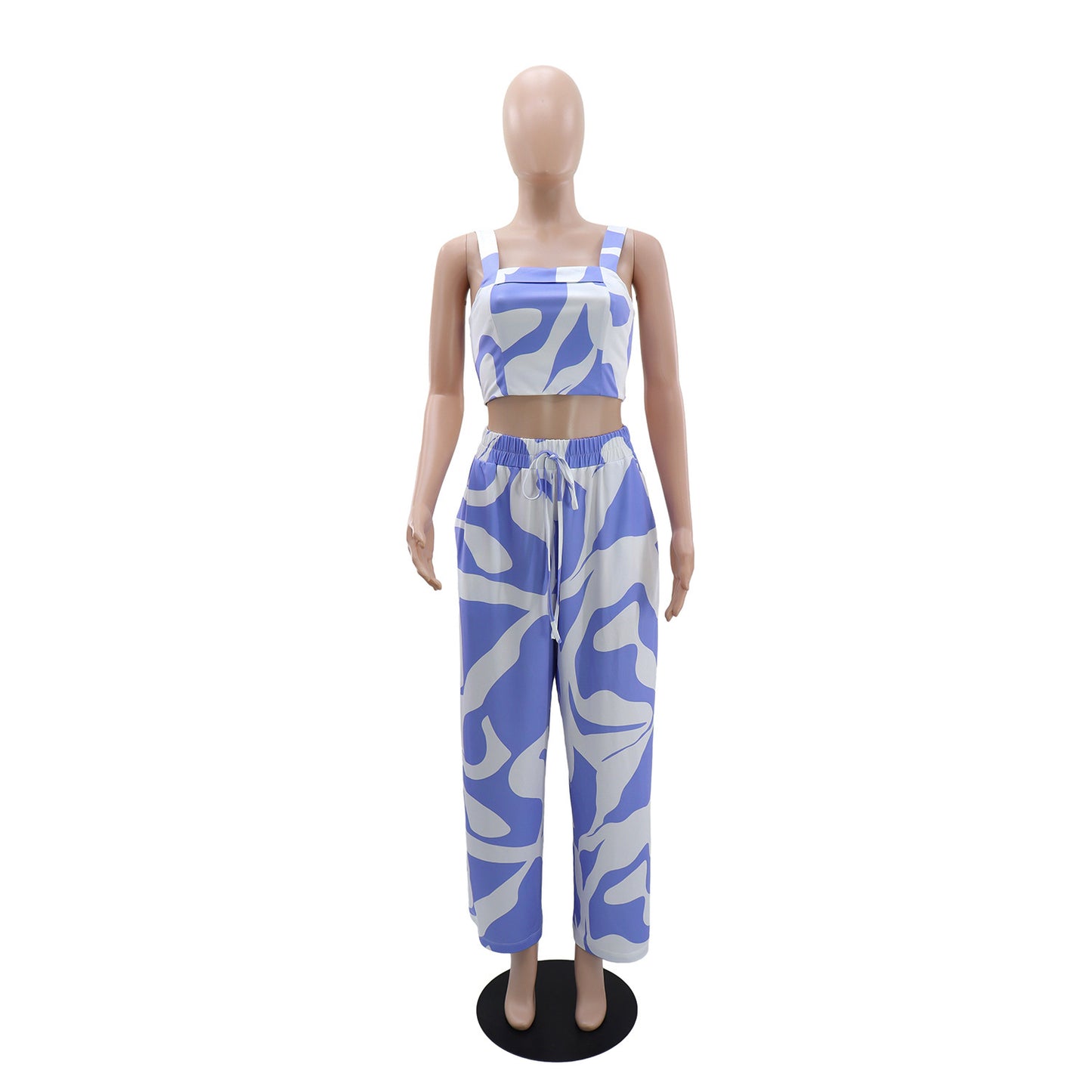 Women Casual Printed Sling Top Two Piece Sets Pants
