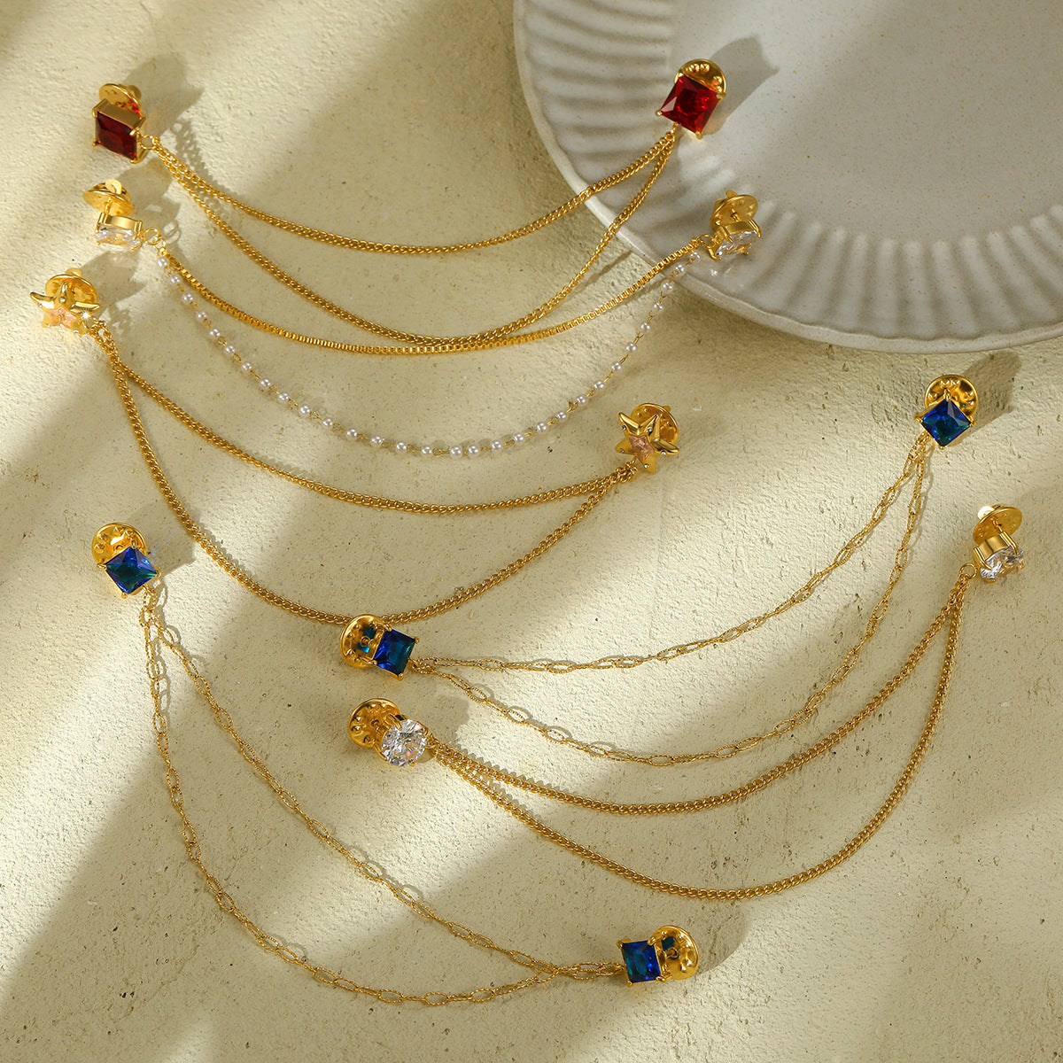 Arrival Square Zircon Stainless Steel Collar Pin High Grade Shirt Neckline Decorative Jewelry