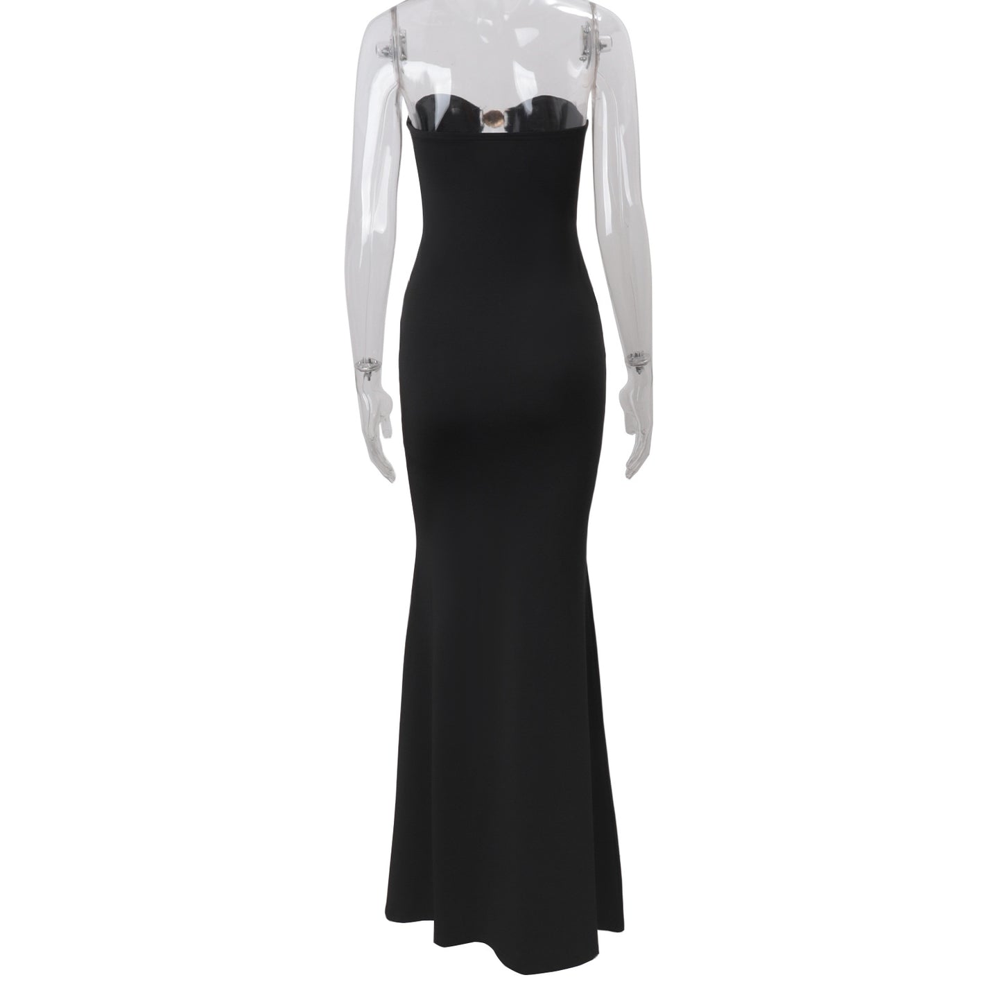 Fall Women Clothing Sexy Bandeau Elegant Solid Color High Waist Sheath Dress