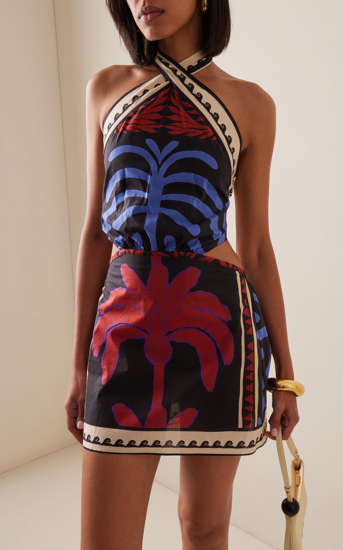Summer Sexy Halter Positioning Print Holiday Beach Dress