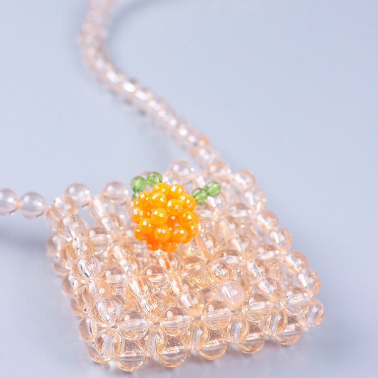 Mini Headset Shoulder Crossbody Small Square Bag Beaded Acrylic Special Interest All Match Bag
