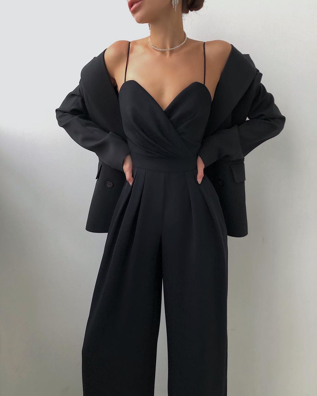 Sling Waist Straight Mop Floor Minimalist Jumpsuit Spring Summer