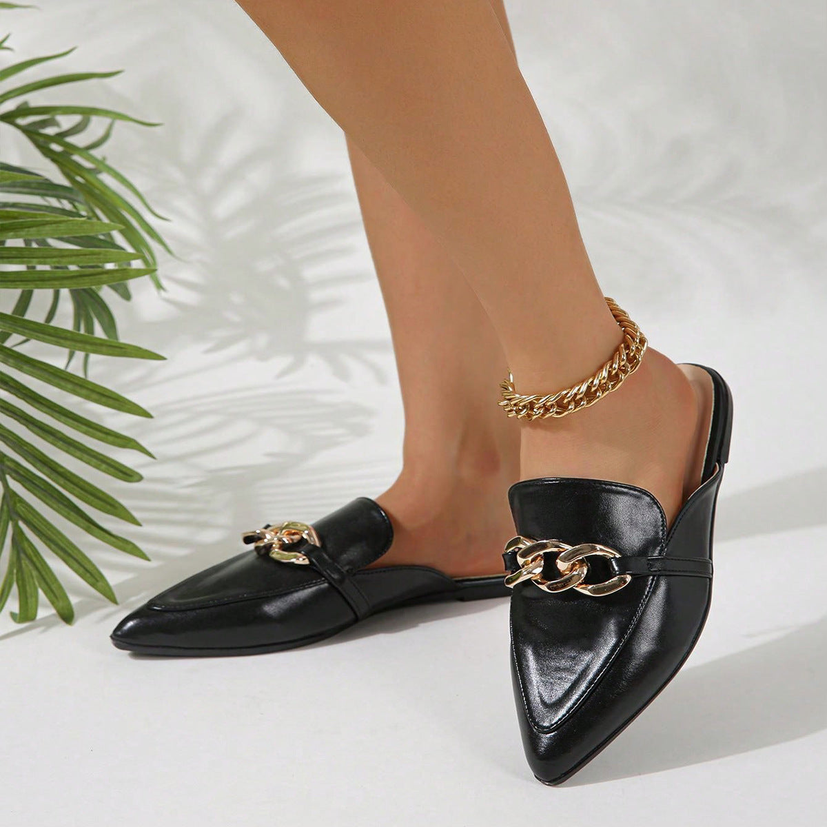 Ladies Shoes Super plus Size Mules Shoes Office Casual Solid Color Half Pack Flat Pumps Women