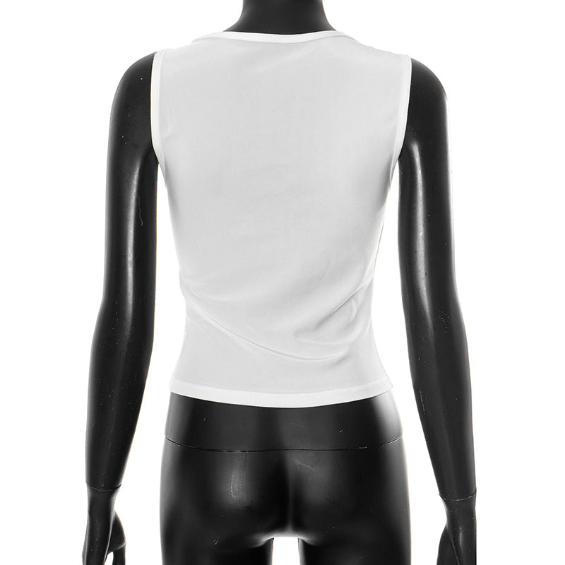 Women Clothing Summer Sexy Simple Solid Color Tight Trim Long Vest Women