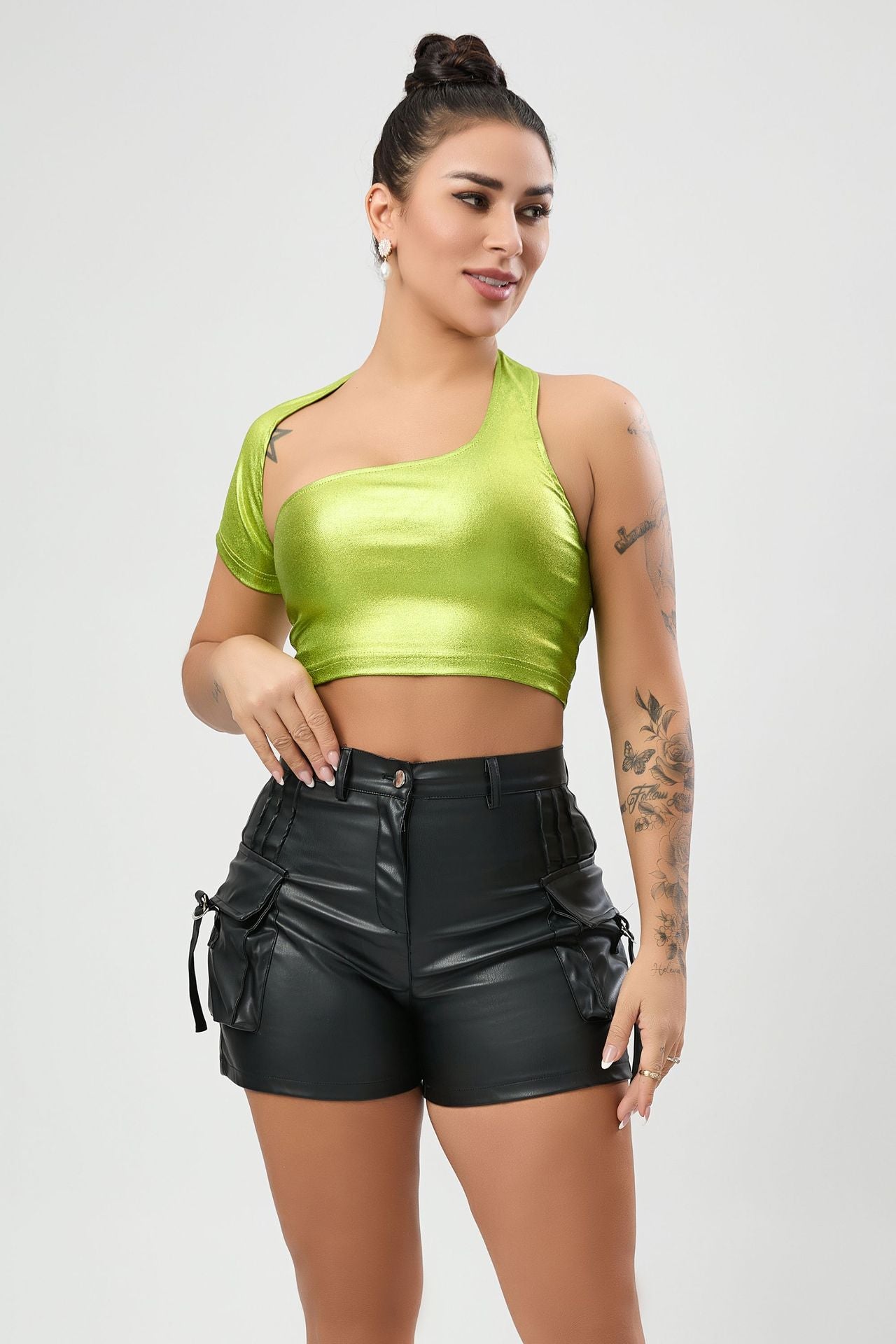 Arrival Fluorescent Color Slim Fit Oblique Shoulder Tops Slimming Halter Tight Women Vest