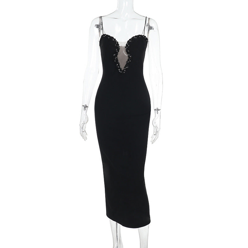 Sexy Suspender Dress Sexy Slim Vacation Real Knitted Tube Top Shiny Dress