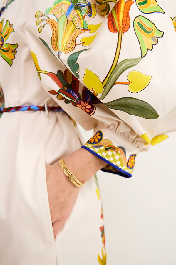 Autumn Printed Peacock Round Neck Dress Amplified craft