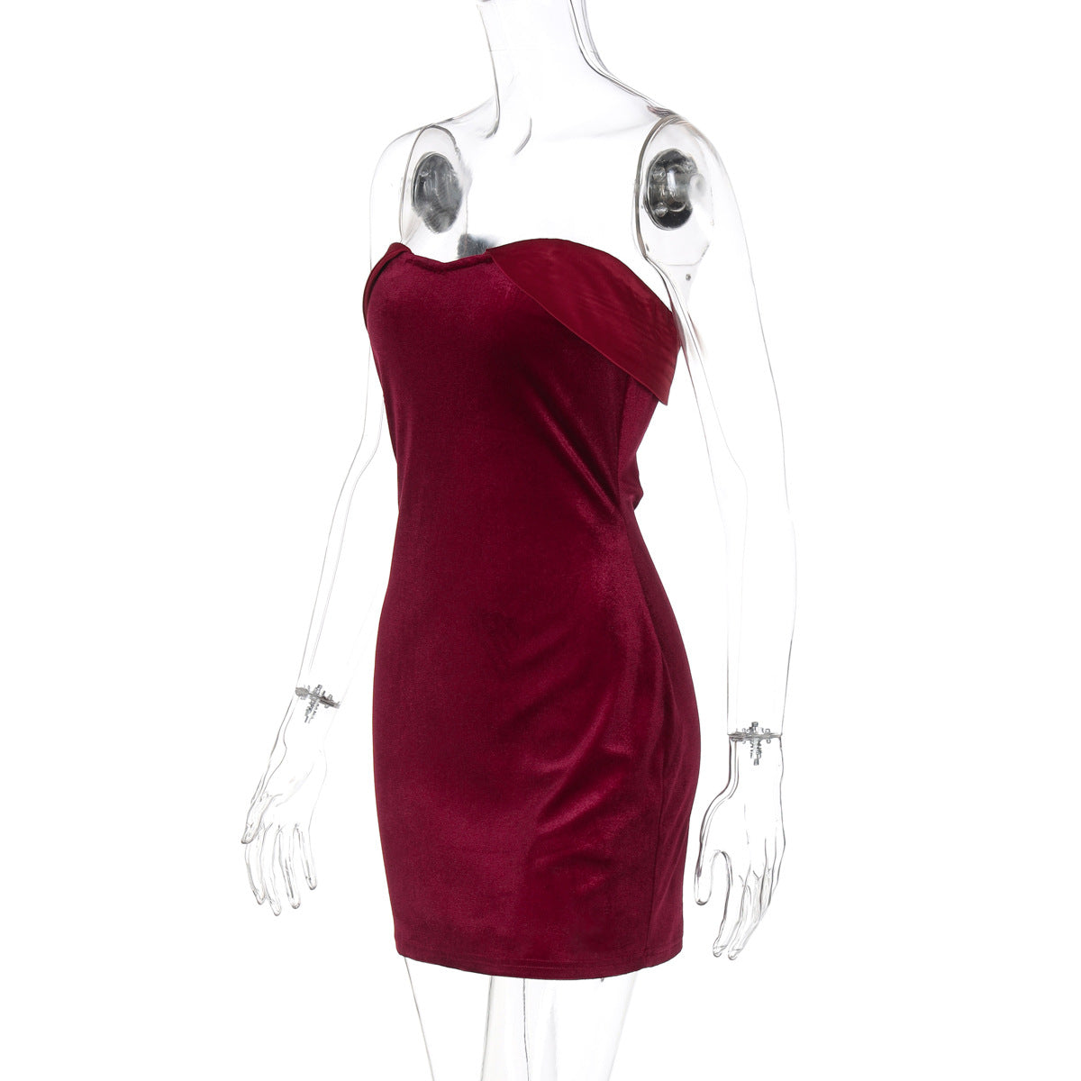 Women Clothing Summer Sexy Tube Top Package Hip Short Solid Color Slim Fit Dress