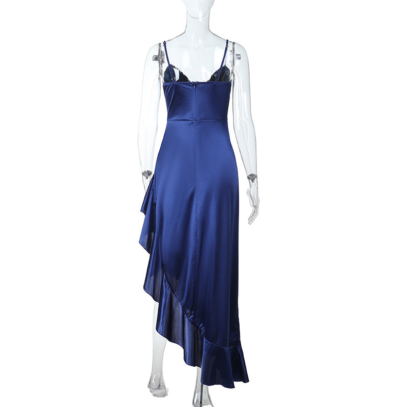 Women Summer Sexy Backless Slit Sling Dress