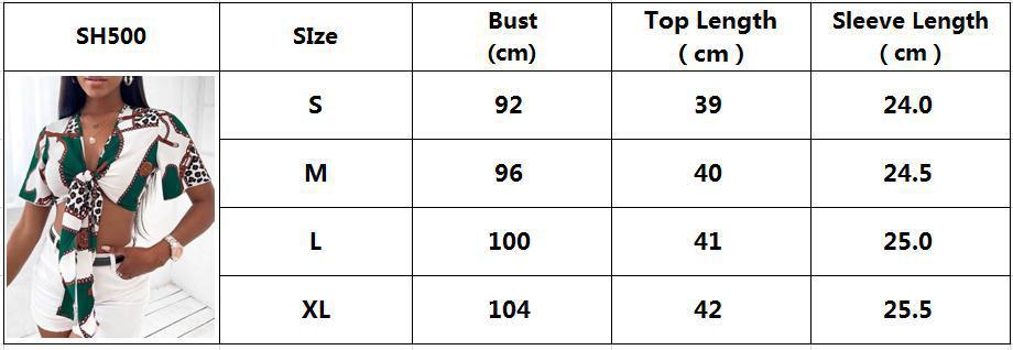 Women Clothing Shirt Bow Lace-up Sexy Shirt Summer Short Sleeve Printed Top