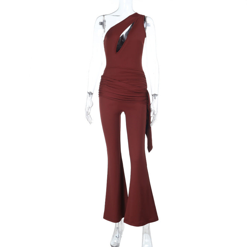 Personalized Sports Casual Slant Shoulder Slimming Ribbon Slim Fit Bodysuit