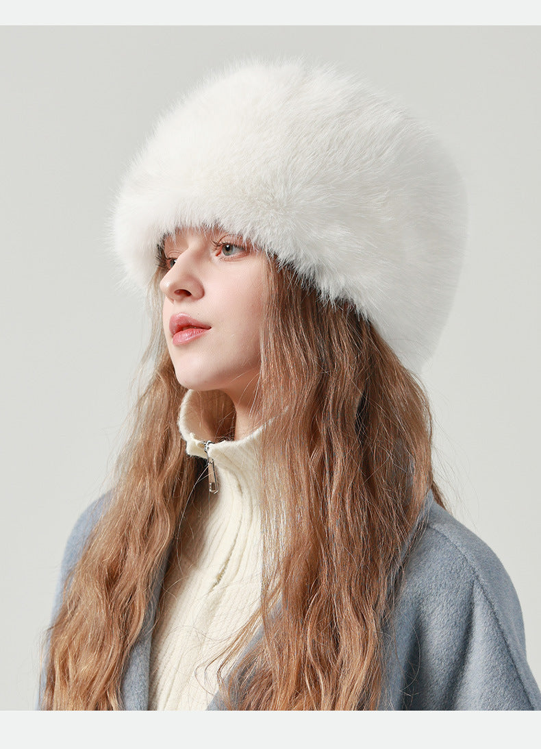 Hat Women Autumn Winter Cotton Padded Cap Warm Face Showing Little Wild Ear Protection t Bucket Plush Bucket Hat