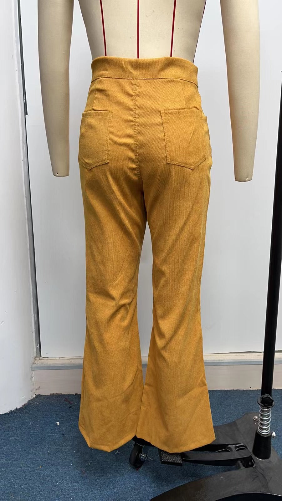 Autumn Solid Color Corduroy Elegant Women Trousers Bootcut Trousers High Waist Casual Pants