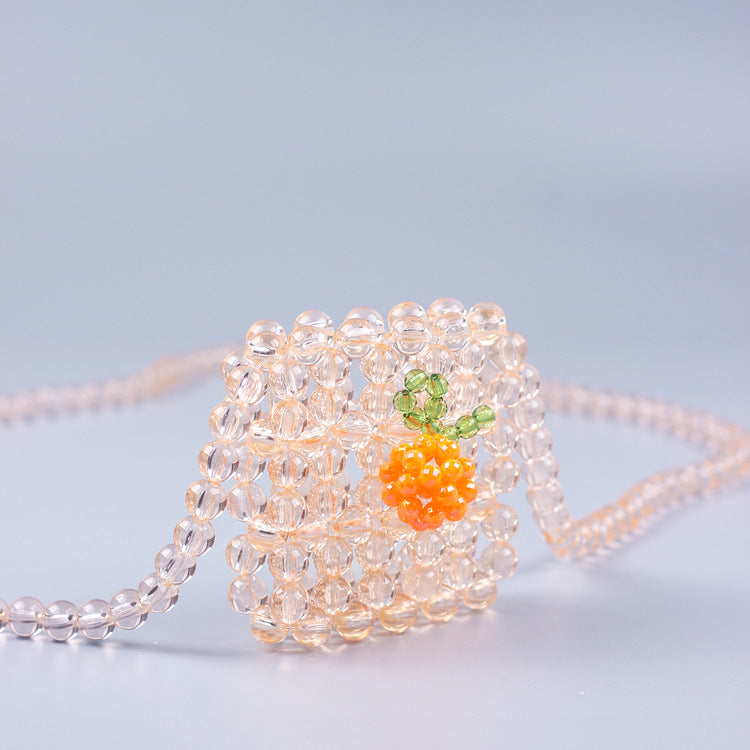Mini Headset Shoulder Crossbody Small Square Bag Beaded Acrylic Special Interest All Match Bag