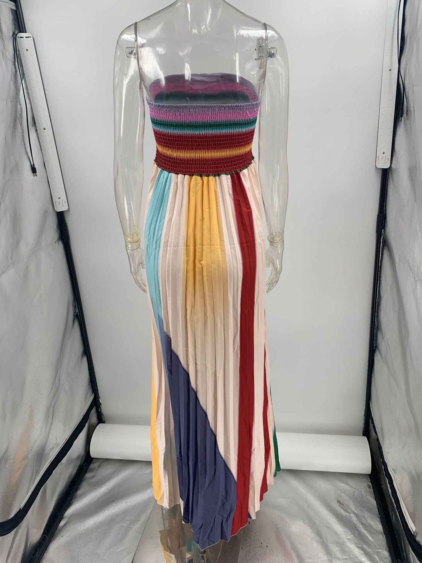 Sexy Tube Top Printed Color Dress