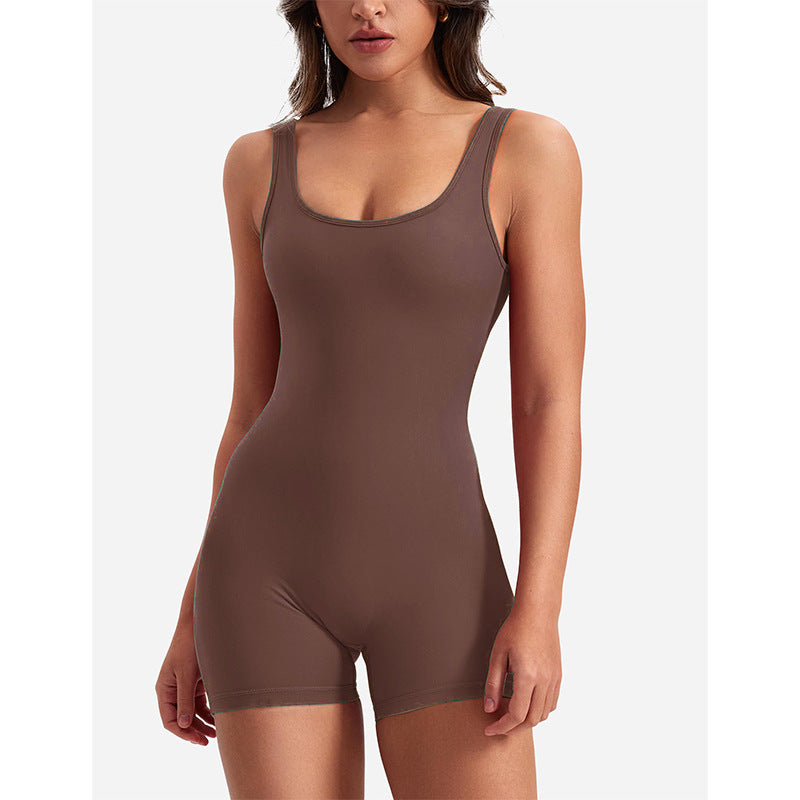 Spring Summer Women Clothing Shoulder Strap Backless Slim Fit Hip Lifting Yoga Jumpsuit