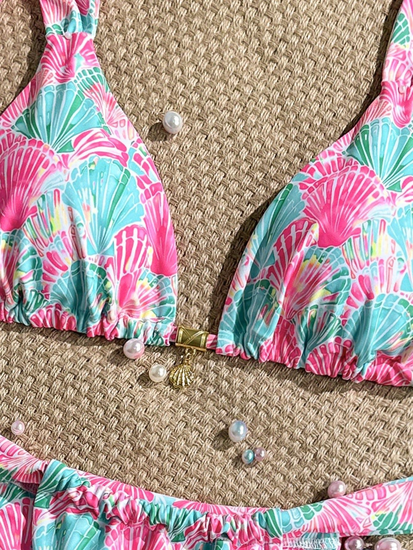 Swimwear Bikini Lace up Bikini Lady Simple Split Swimsuit Adjustable Shoulder Strap