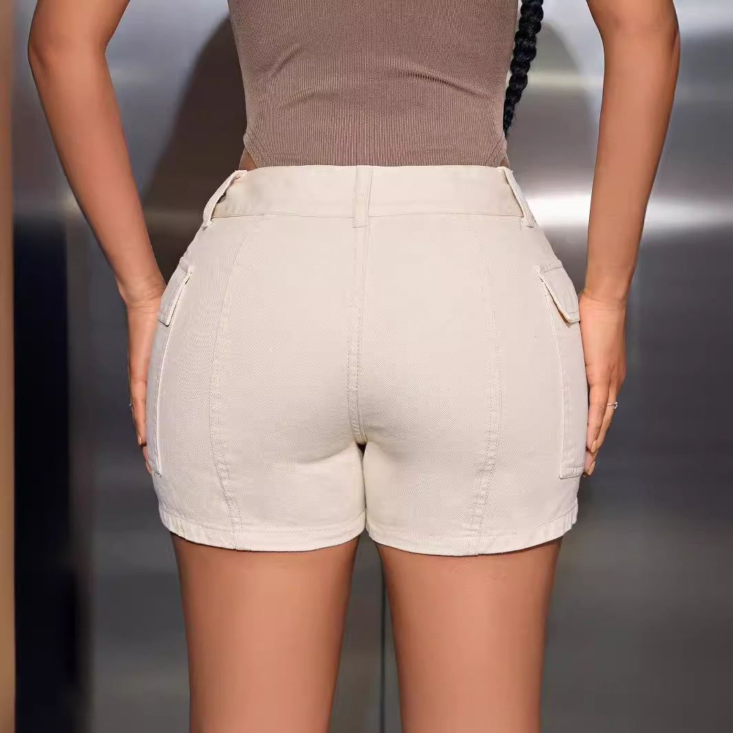 Women Clothing All Match Casual High Waist Denim Shorts